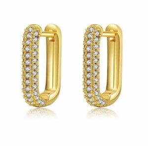 New! Anthropologie Shashi Cosmo Pave Hoop Earrings (3012) NWOT